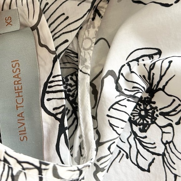 Silvia Tcherassi Black White Frames Jessica Floral Blouse Sz XS - Picture 10 of 11